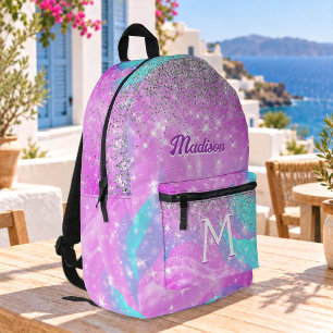 Süßes, schillerndes Einhorn mit silbernem Glitter- Bedruckter Rucksack