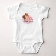 Süßes schlafendes Baby Mädchen auf rosa Wolke Kuns