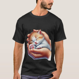 Süßes schlafendes Kätzchen in den Händen Winziges T-Shirt