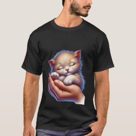 Süßes schlafendes Kätzchen in Händen Friedliche kl T-Shirt
