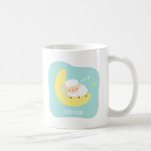 Süßes schlafendes Lämmchen auf dem Mond Kaffeetasse