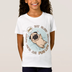 Süßes Schlafendes-Mops-Mädchen-Shirt Essen Schla T-Shirt