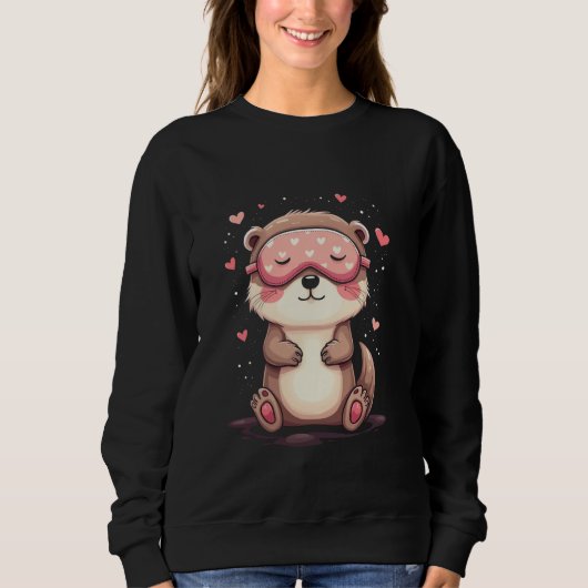 Süßes schlafendes Otter-Motiv Sweatshirt (Vorderseite)