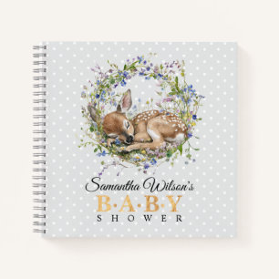 Süßes schlafendes Reh Baby Shower Gästebuch Notizblock