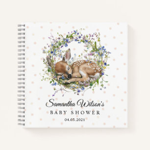Süßes schlafendes Reh Baby Shower Gästebuch Notizblock