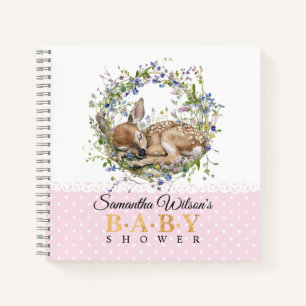 Süßes schlafendes Reh Baby Shower Gästebuch Notizblock