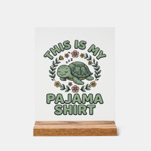 Süßes Schlafendes Schildkröten-Pyjama-Shirt Vintag Acrylschild