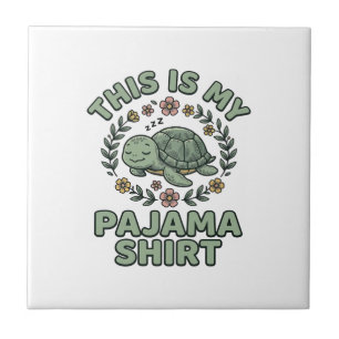 Süßes Schlafendes Schildkröten-Pyjama-Shirt Vintag Fliese