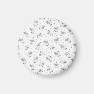 Süßes Schlafschaf und Sterne Muster Magnet