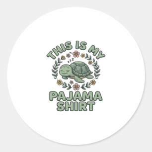 Süßes Schlafschildkröte-Pyjama-Shirt Vintage-Vekto Runder Aufkleber
