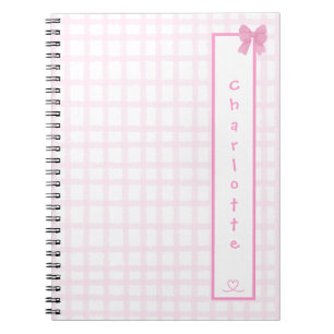 Süßes Schleifen Pastell Rosa Gingham Notizbuch Notizblock