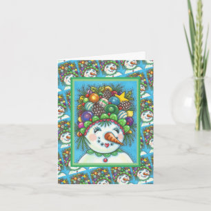 SÜßES SCHNEEMÄDCHEN MIT WEIHNACHTSPARTYHUT, FARBEN KARTE