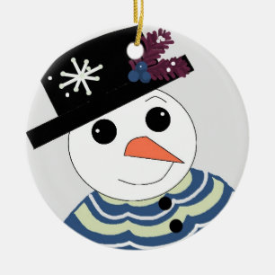 Süßes Schneemann-Gesicht Keramikornament