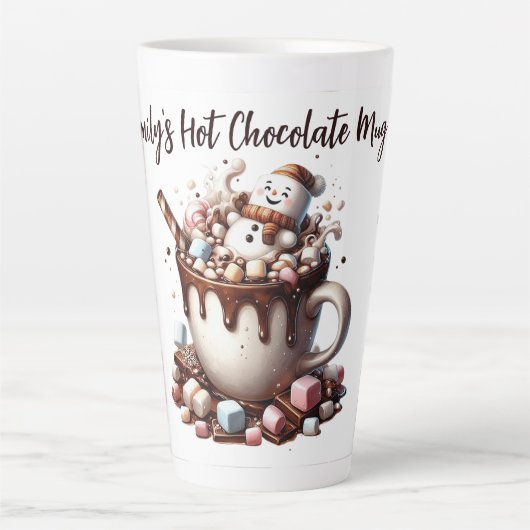 Süßes Schneemann-Kakao-Design Milchtasse (Vorderseite)
