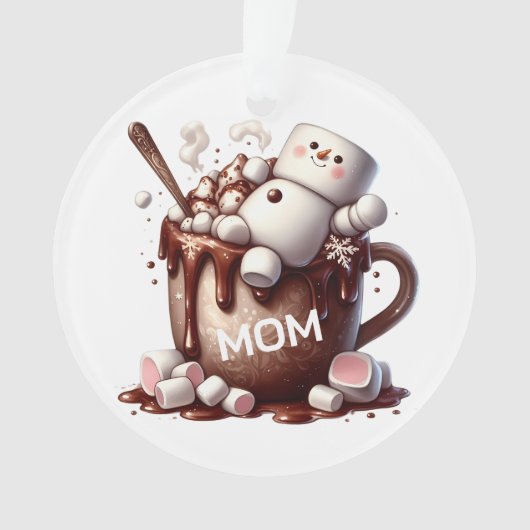 Süßes Schneemann-Kakao-Design Ornament (Vorderseite)