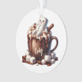 Süßes Schneemann-Kakao-Design Ornament (Vorderseite)