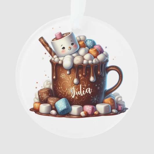 Süßes Schneemann-Kakao-Design  Ornament (Vorderseite)
