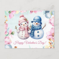 Süßes Schneemann-Paar Glückliches Valentinstagskar