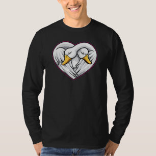 Süßes Schwan-Paar Herzform Liebes Tiere T-Shirt