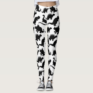 Süßes Schwarz-Weiß-Dinosaurier-Muster Leggings