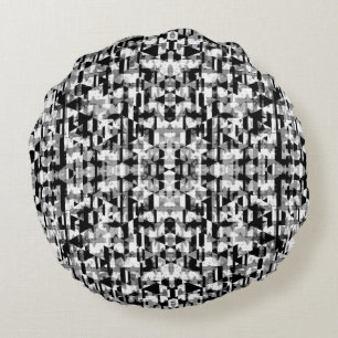 Süßes Schwarz-Weiß-Geometrie-Muster Rundes Kissen