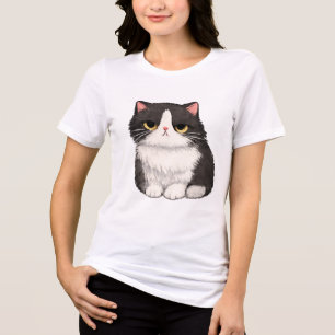 Süßes Schwarz-Weiß-Kätzchen Tri-Blend Shirt