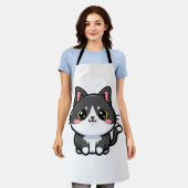 Süßes Schwarz-Weiß-Kawaii-Kätzchen Schürze (Getragen)