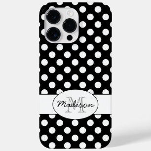 Süßes Schwarz-Weiß-Pünktchen-Muster Monogramm Case-Mate iPhone 14 Pro Max Hülle