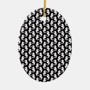 Süßes Schwarz-Weiß-Seepferd-Muster Keramik Ornament