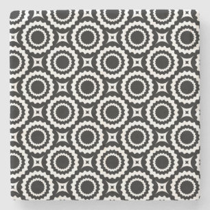 Süßes Schwarz-Weiß-Zickzack-Kreis-Design Steinuntersetzer