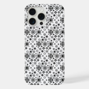 Süßes schwarz-weißes Arabesken-Dekorationsmuster iPhone 15 Pro Max Hülle