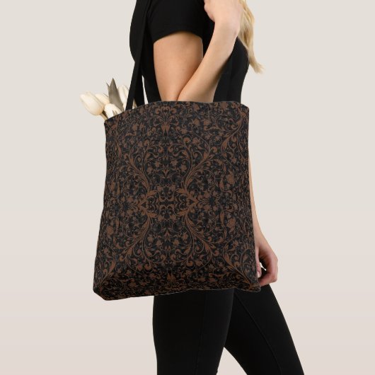 Süßes schwarzes braunes Tiger-Blumenmuster Tasche (Von Nahem)