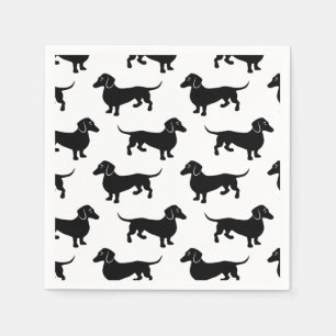 Süßes schwarzes Dachshund-Muster Serviette