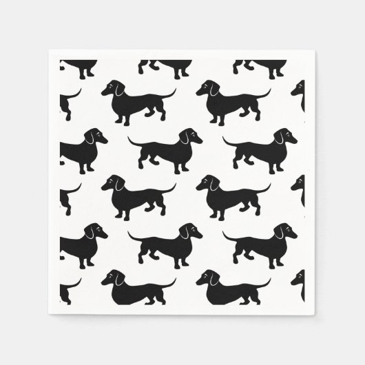 Süßes schwarzes Dachshund-Muster Serviette (Vorderseite)