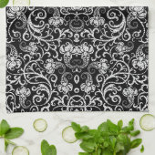 Süßes schwarzes Dalmatiner-Blumendesign Geschirrtuch (Gefaltet)