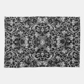 Süßes schwarzes Dalmatiner-Blumendesign Geschirrtuch (Horizontal)