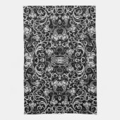 Süßes schwarzes Dalmatiner-Blumendesign Geschirrtuch (Vertikal)