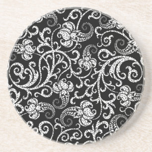 Süßes schwarzes Dalmatiner-Blumendesign Getränkeuntersetzer