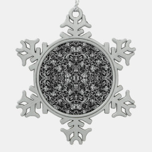 Süßes schwarzes Dalmatiner-Blumendesign Schneeflocken Zinn-Ornament