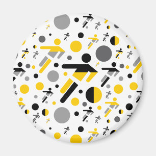 Süßes schwarzes gelbes Fußball-Silhouettenmuster Magnet
