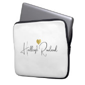 Süßes schwarzes Gold-Monogramm-Skript Name Stylisc Laptopschutzhülle (Vorderseite Links)