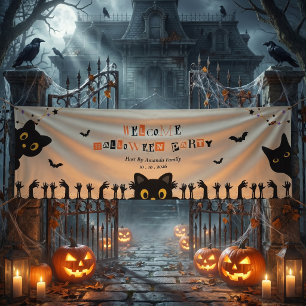 Süßes schwarzes Halloween-Katze Banner