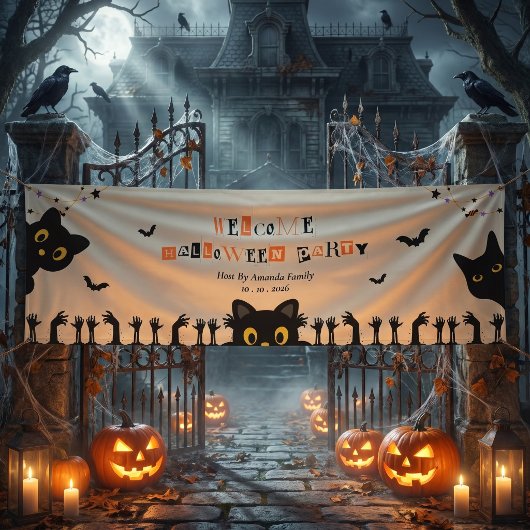 Süßes schwarzes Halloween-Katze Banner