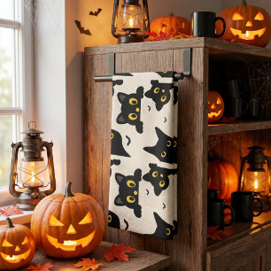 Süßes schwarzes Halloween-Katze Geschirrtuch