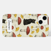 Süßes schwarzes Kätzchen mit Pilzen Personalisiert Case-Mate iPhone Hülle (Rückseite (Horizontal))