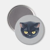 Süßes schwarzes Katzen-Gesicht Magnet (Vorderseite/Rückseite)