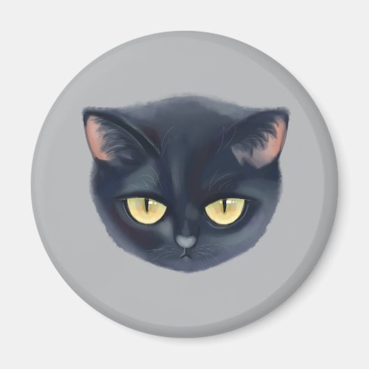 Süßes schwarzes Katzen-Gesicht Magnet (Vorne)