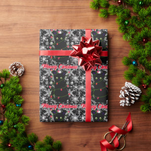 Süßes schwarzes Katzen-Meowy-Weihnachten Geschenkpapier