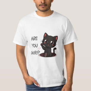 Süßes Schwarzes-Katzen-T-Shirt im Kawaii-Stil T-Shirt