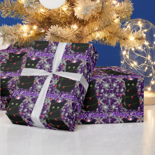 Süßes schwarzes Katzen-Weihnachten Geschenkpapier